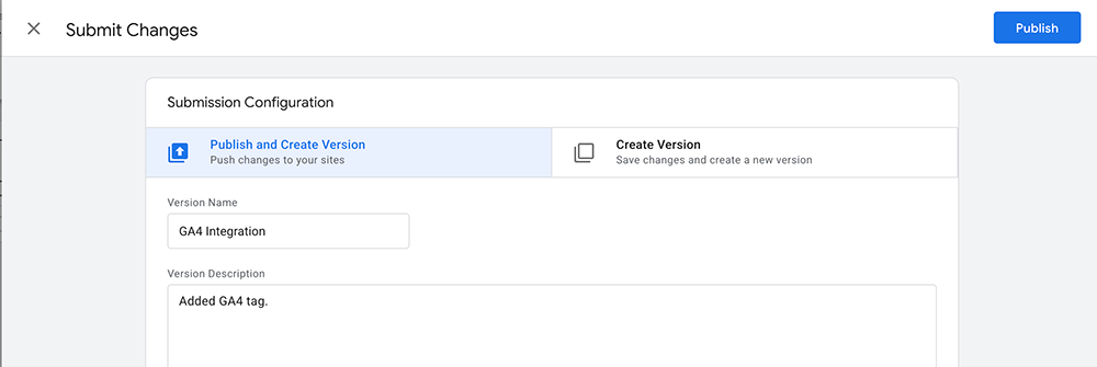 Publish and Create Version