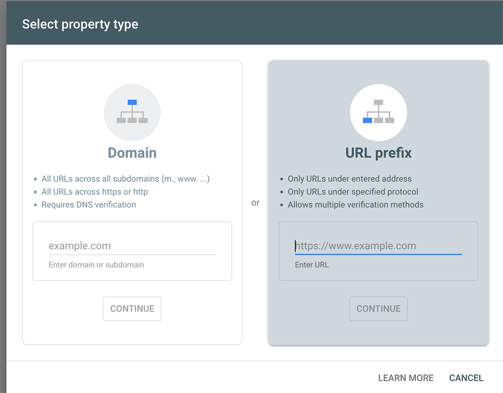 Enter the website URL