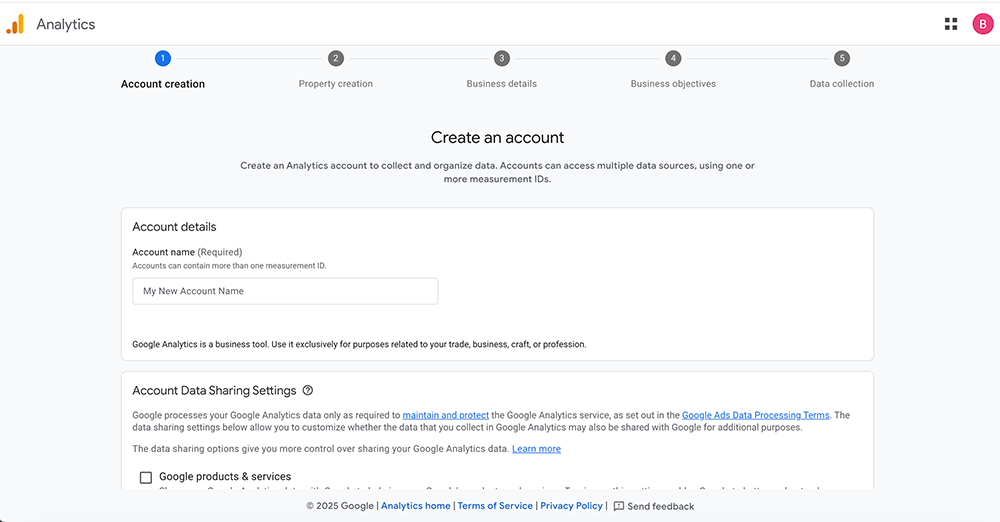 Enter Account name and click Next