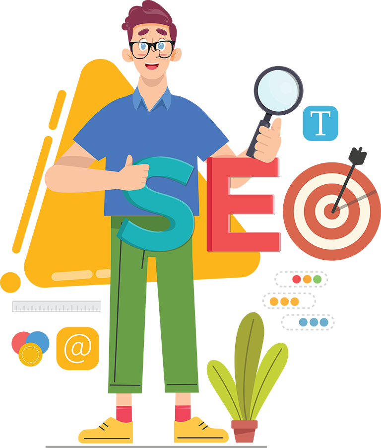SEO guy with magnifying glass in hand